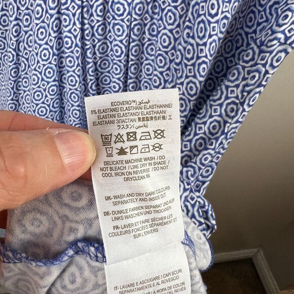 Boden Crew Neck Jersey Dress Size 12 Bluebell Geo Blooms Work Teacher Blue - Picture 8 of 8